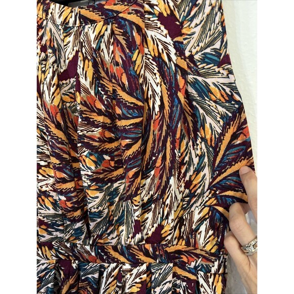 Deletta Corbara Peplum Tank Top Pleated Size Small Anthropologie Feather Print - Picture 6 of 13